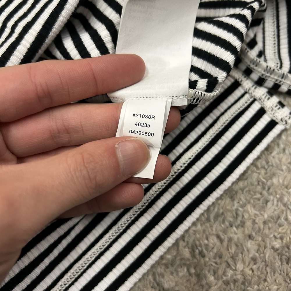 Spanx Rib Polo Top Womens Small Black White Stripe Stretch New with Tags NWT - Picture 9 of 9